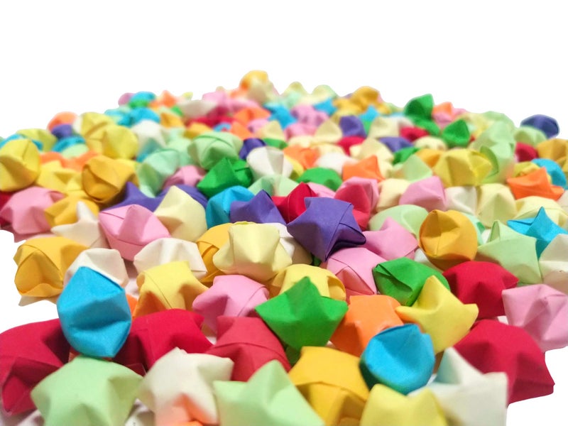 Kingsnow Rainbow Origami Lucky Paper Stars- 200pcs Bright Color Origami Dream Stars/Handmade Wishing Star/Party Wedding Supply/Home Decor/Embellishment - Image 1